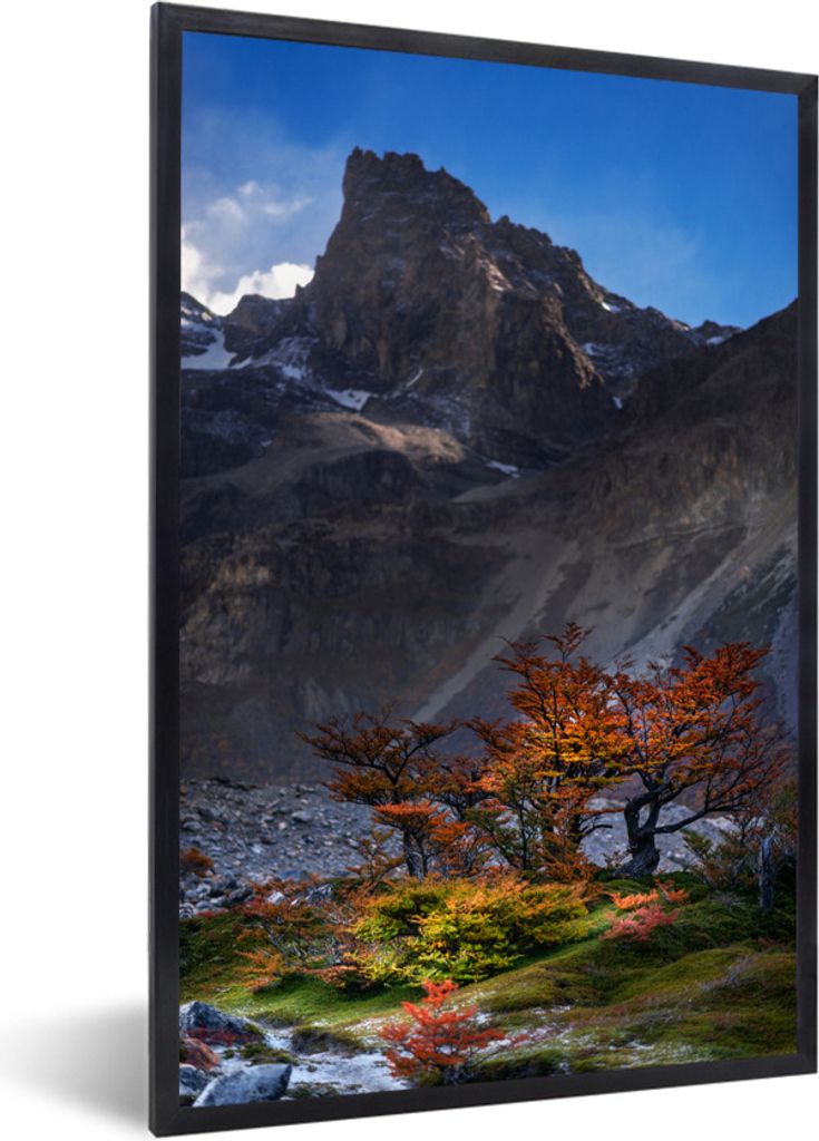 MuchoWow Gerahmtes Poster Die wunderschöne Landschaft des Cerro Fitzroy 40x60 cm - Poster mit Schwarzem Bilderrahmen Wandposter Rahmen Foto Bild...