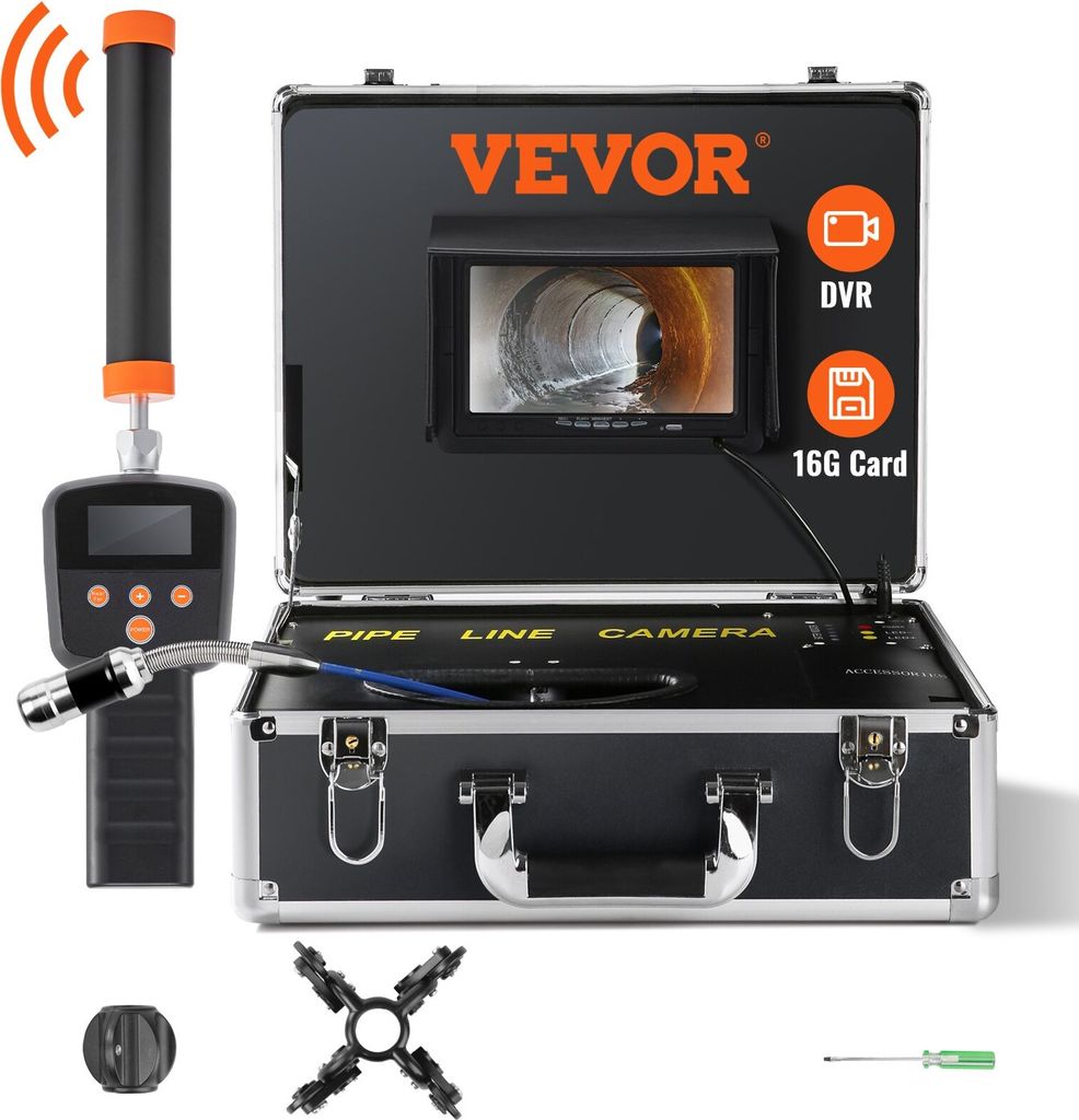Rohrkamera Inspektionskamera Kanalkamera 1000TVL Endoskop 30m Industrie 16GB SD-Karte 512Hz Ortungsgerät 480P Farbmonitor Dvr 4500mAh