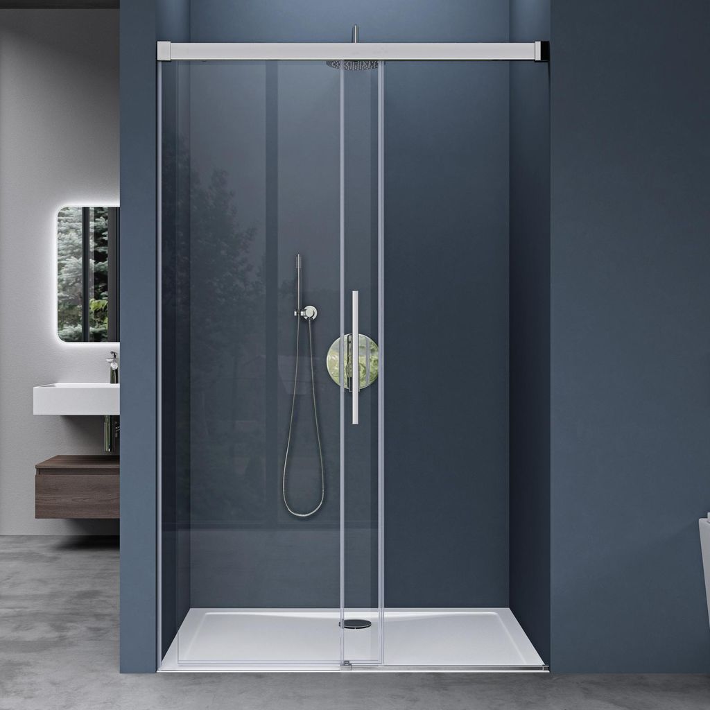 doporro Porte de Douche Coulissante 130x195cm pour Niche Image du produit 