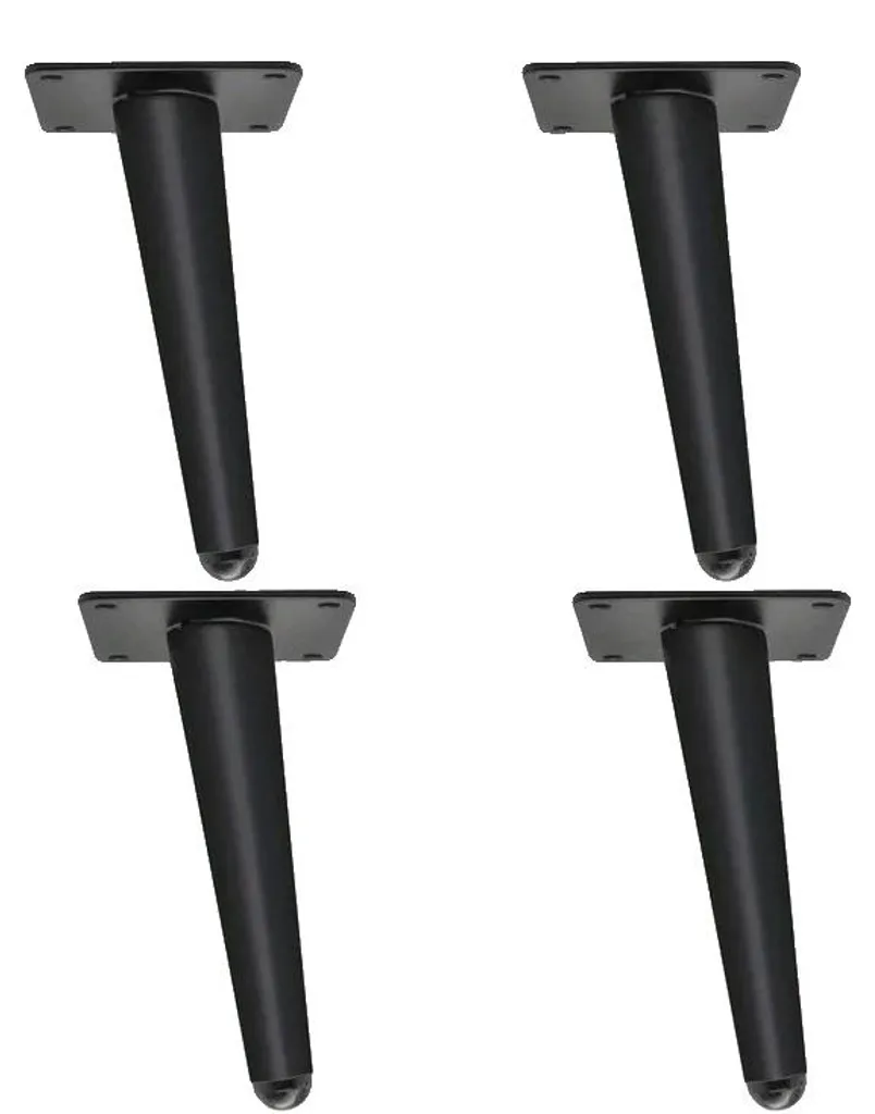 Pieds de meuble en métal noir 17 cm inclinés style mid-century x4