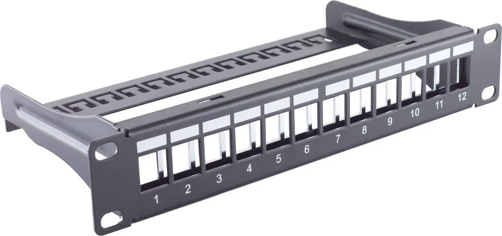 Panneau de Brassage Keystone 10" 12 Ports STP Noir pour Baie de 1U