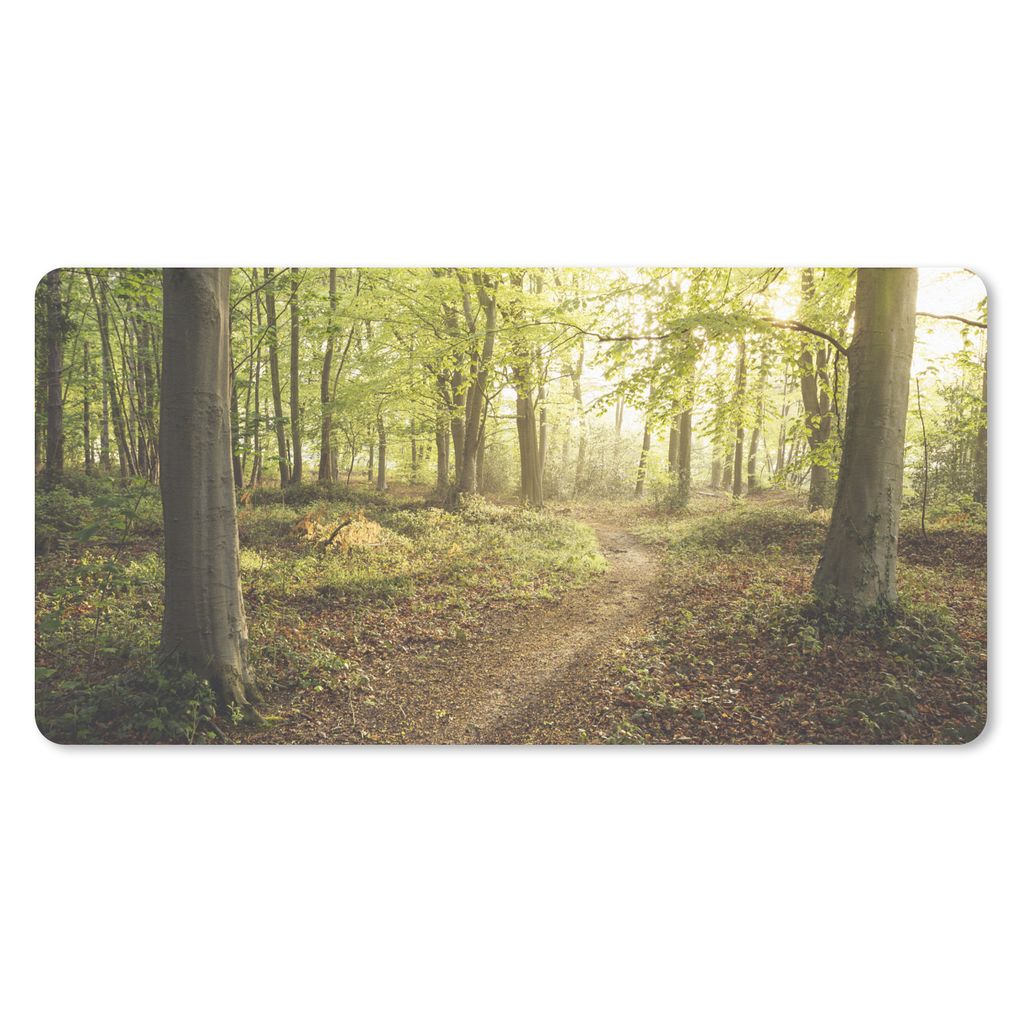 MuchoWow Mauspad Mousepad Wald - Weg - Sonnenaufgang 60x30 cm - Mousepads - Maus Mat - Pad - Mausunterlage - Nachhaltig