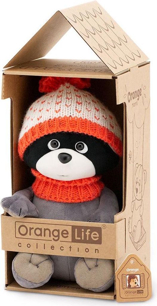 Orange Toys Plüsch Waschbär mit orangefarbener Mütze - Kuscheltier