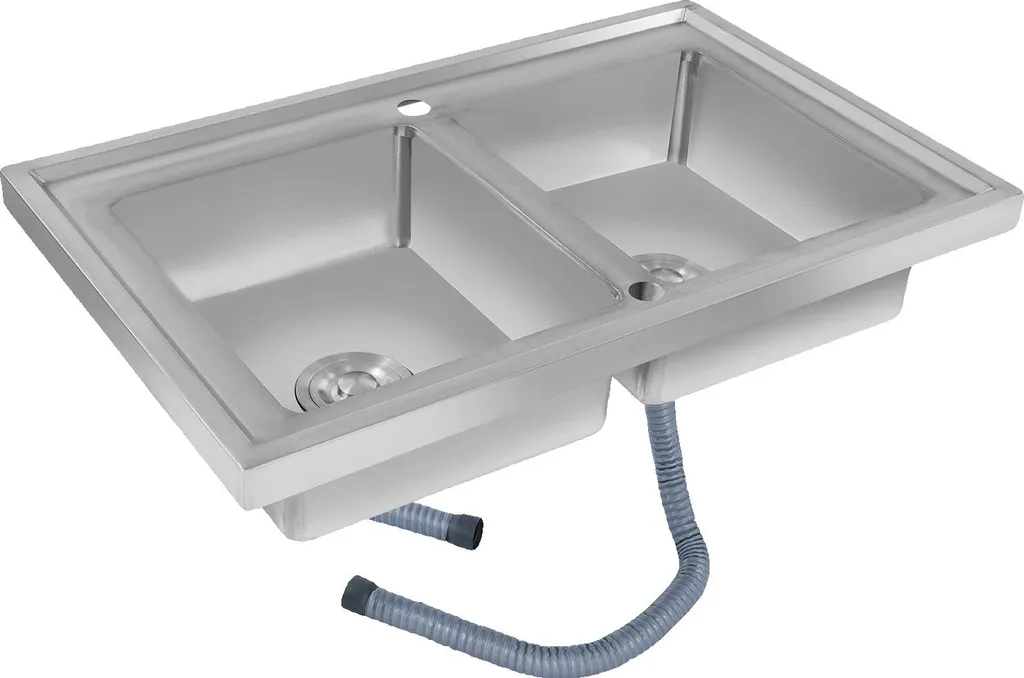 Grand évier de cuisine double bac inox brossé encastrable haute qualité