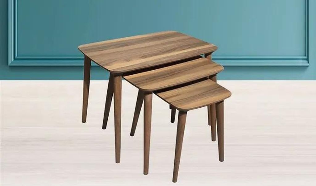 Rechteckiges Couchtische Set 3x Tische Wohnzimmer Esszimmer Braun Holz JVmoebel