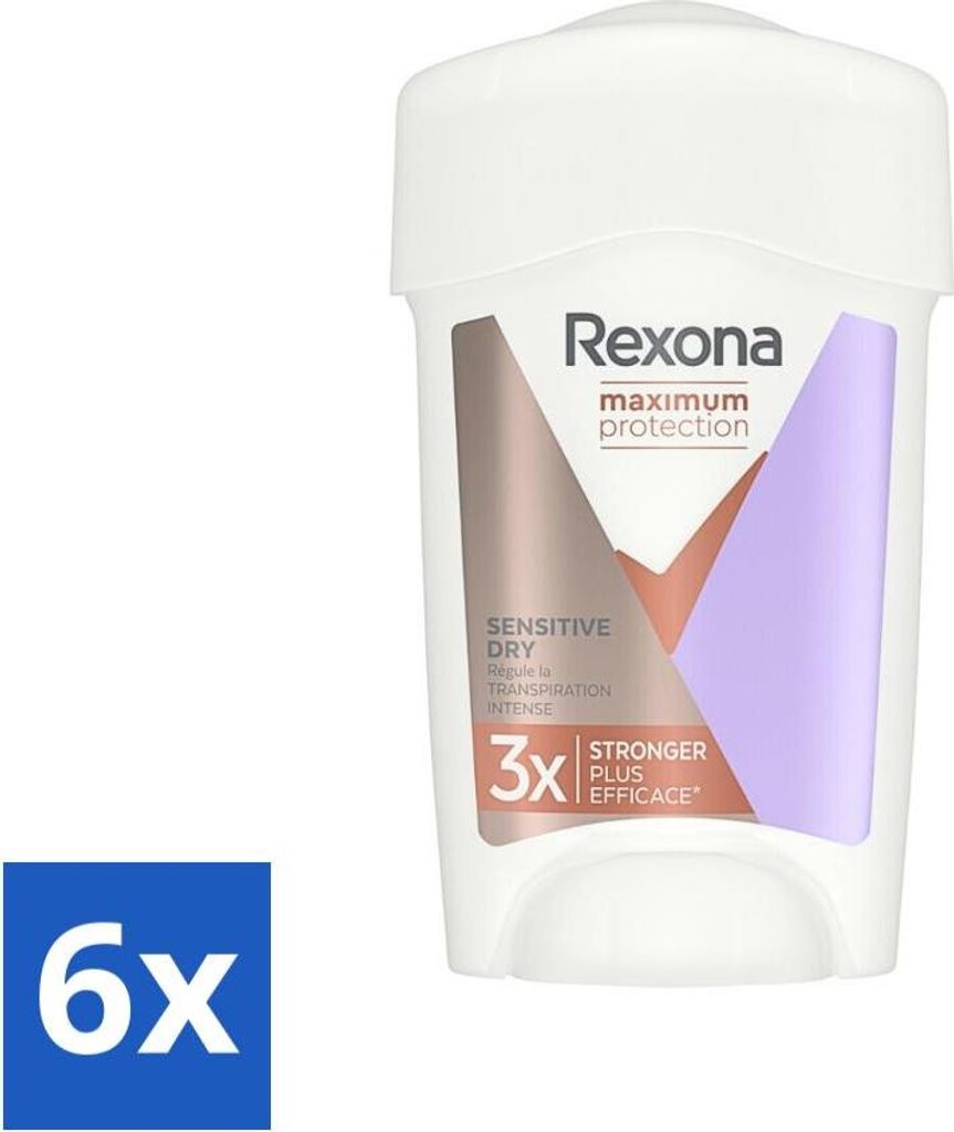 Rexona Women - Deodorant Stick - Maximaler Schutz Sensitiv Trocken - Extra Schutz - 45 ml - Vorteilspack - 6 Stücke
