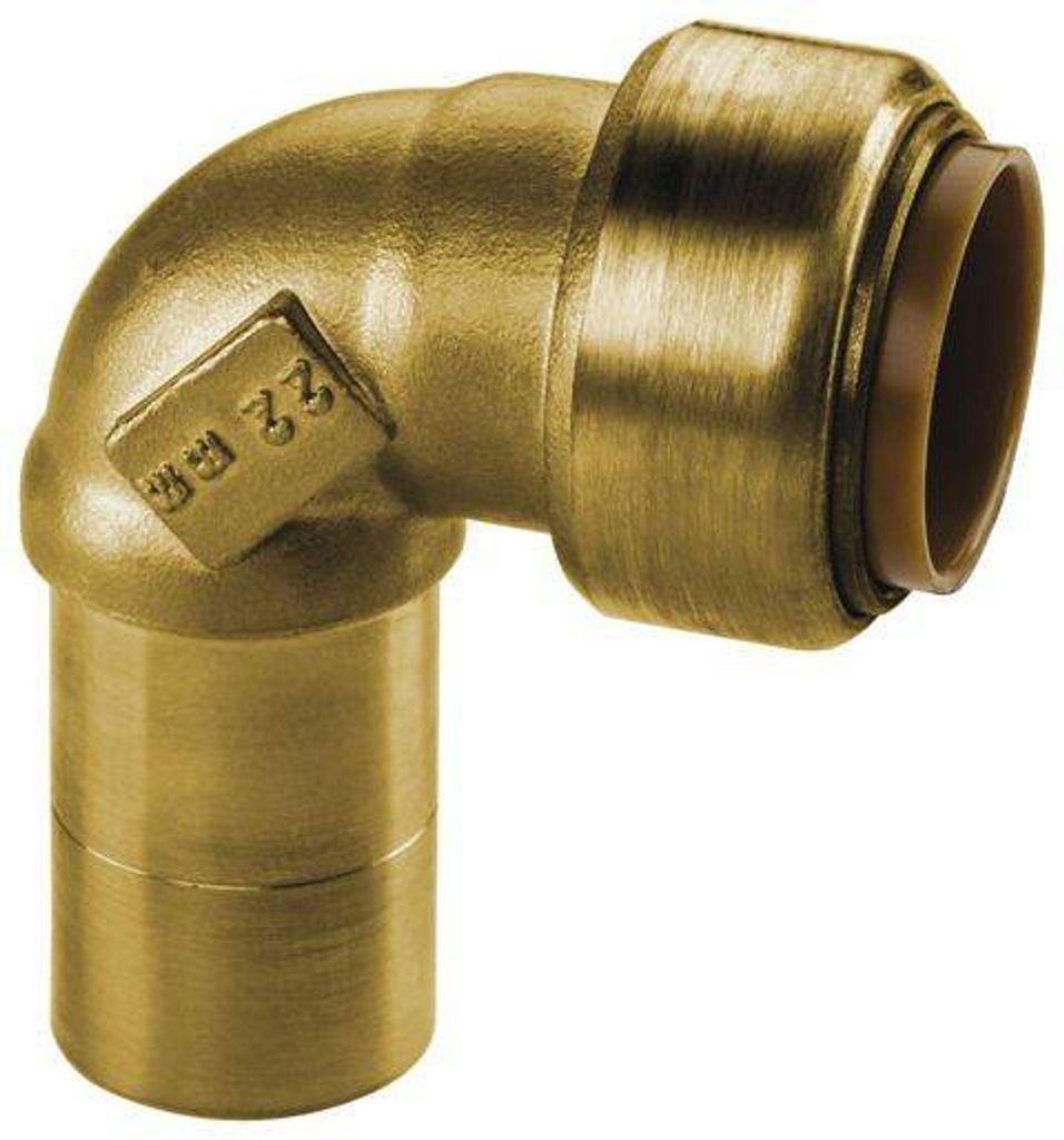 Kupfer Steckfitting Tectite Winkel 90° 22 mm innen/außen Produktbild 