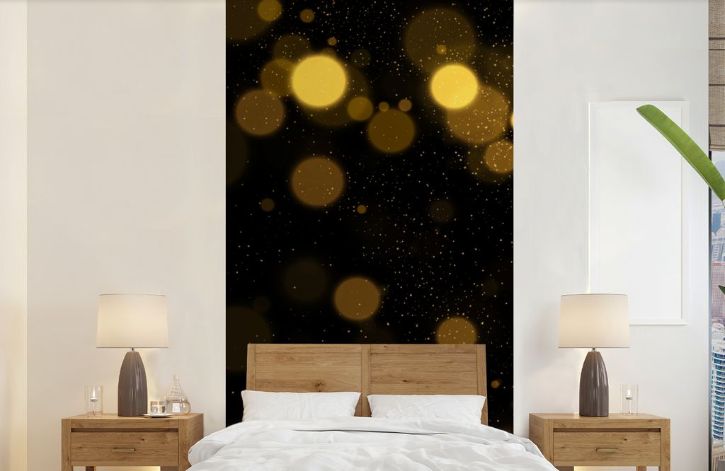 MuchoWow Fototapete für Wohnzimmer oder Schlafzimmer Wandtapete Vinyl Motivtapete Gold - Abstrakt - Luxus - Schwarz - 120x240 cm - Hintergrundbild
