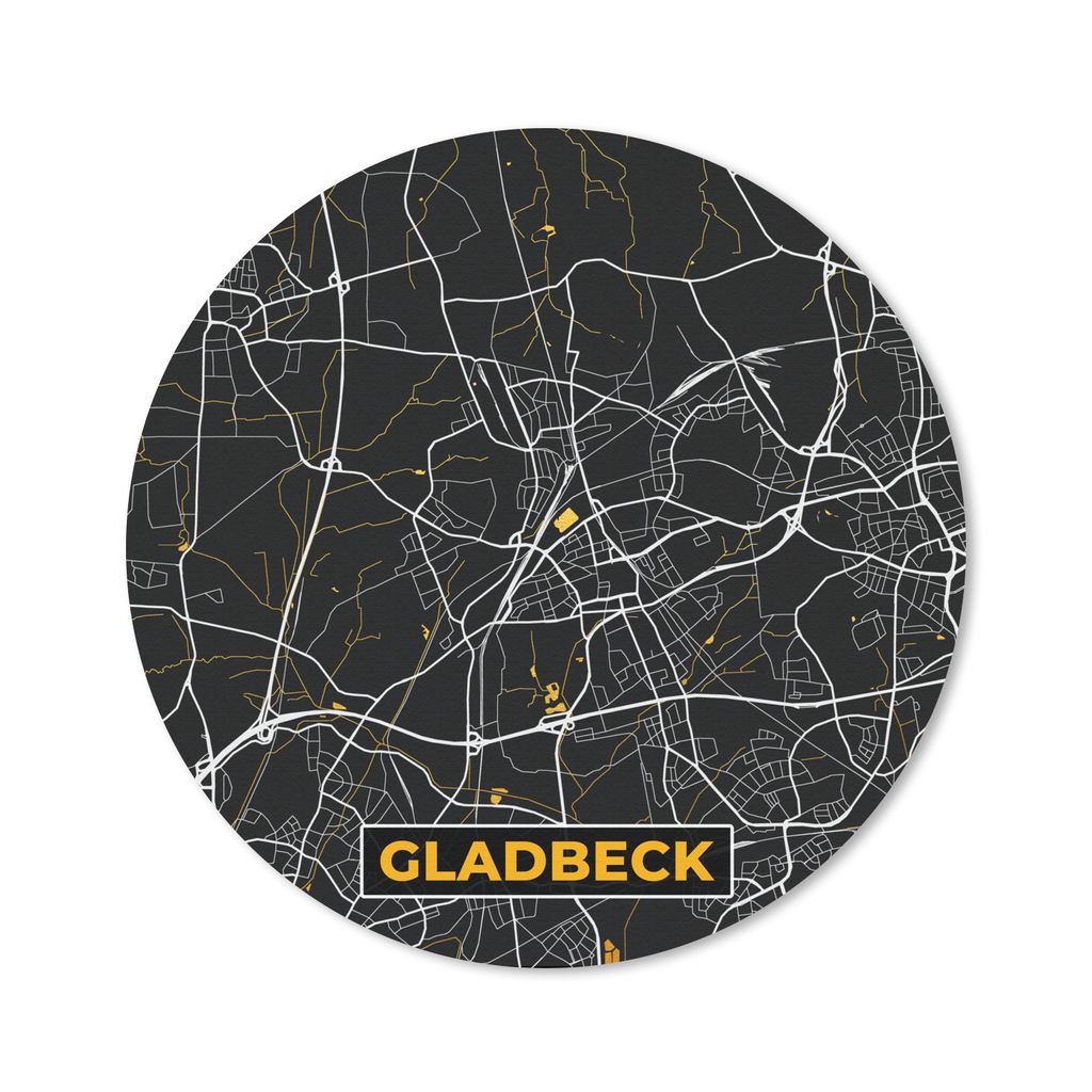 MuchoWow Mauspad Mousepad Gold - Deutschland - Karte - Stadtplan - Gladbeck 20x20 cm - Mousepads - Maus Mat - Pad - Mausunterlage - Schreibtischm...