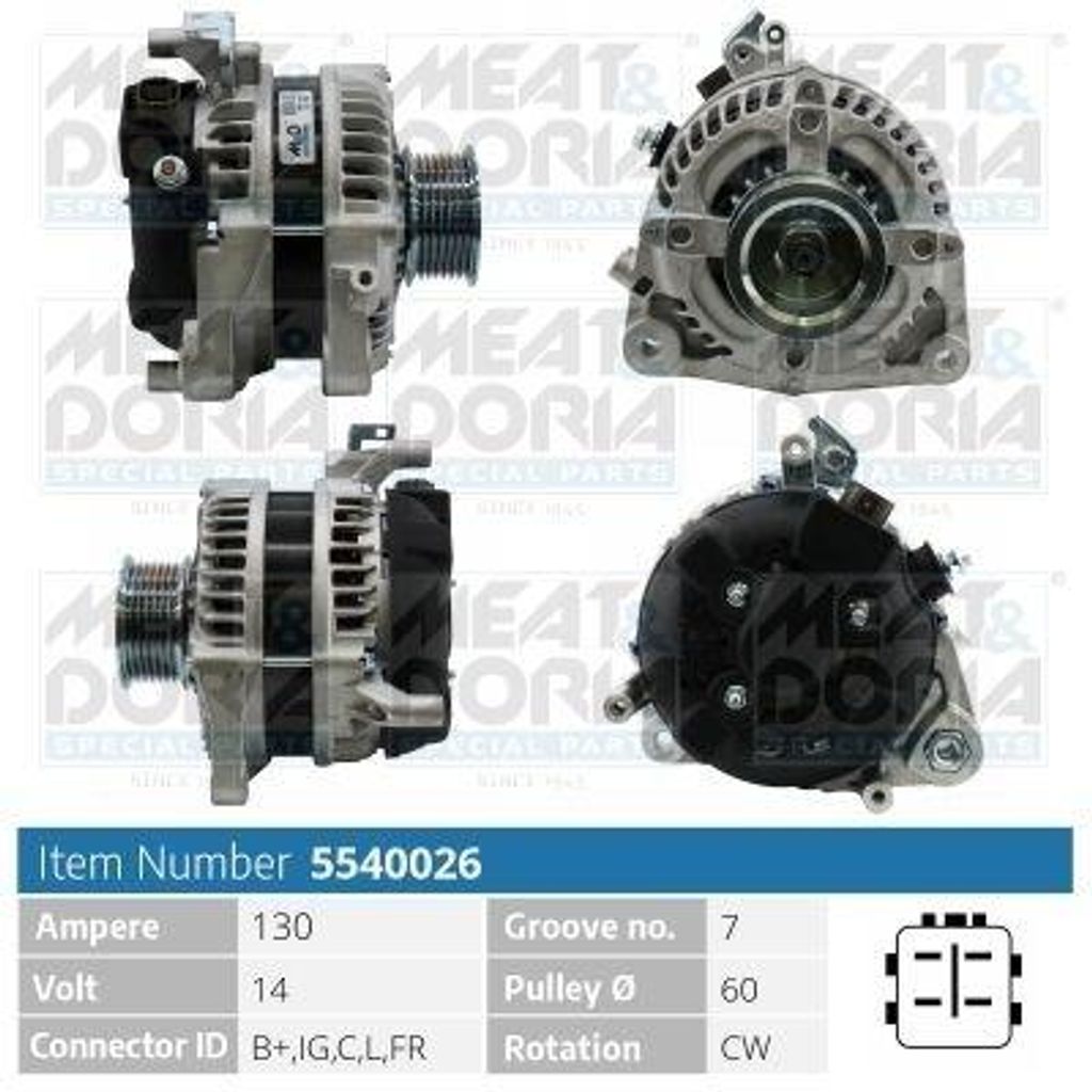 MEAT & DORIA 5540026 Lichtmaschine Generator LiMa 130A 14V für HONDA CR-V III (RE) ACCORD VIII (CU) ACCORD VIII Kombi