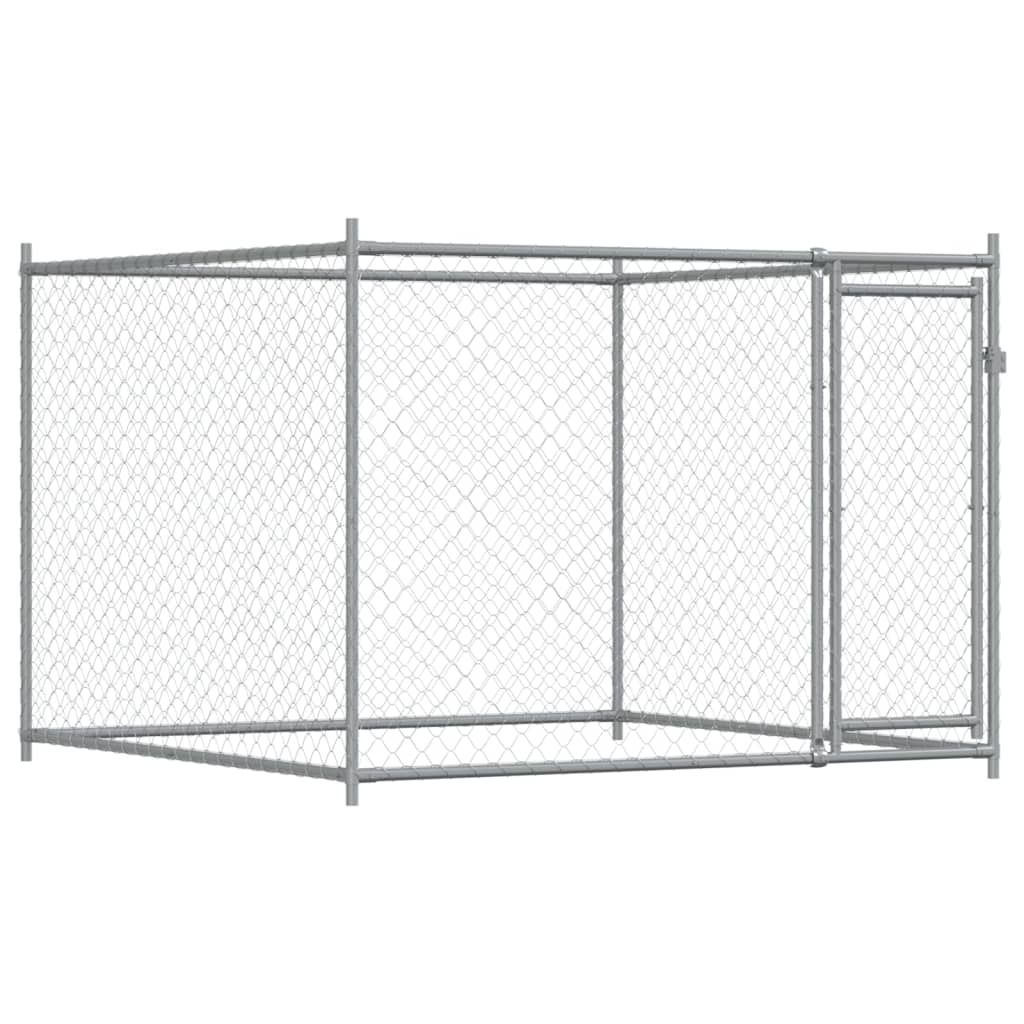 vidaXL Buda dla psa z drzwiczkami Szara 2x2x1,5 m Stal Zdjęcie produktu 