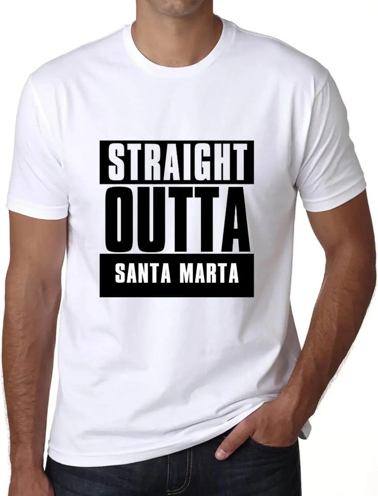 Herren Grafik T-Shirt Straight Outta Santa Marta Öko-Verantwortlich Vintage Jahrgang Kurzarm Lustige Druck Geburtstag Geschenk Mann
