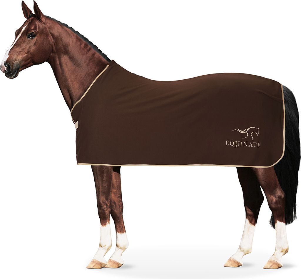 Equinate Abschwitzdecke Orlando aus Fleece mit Widerristpolster 155cm Braun