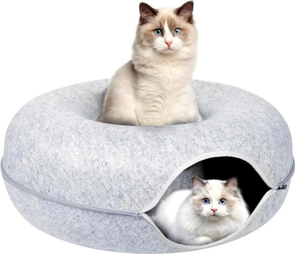 Letto rotondo a tunnel per gatti, confortevole casetta a Immagine del prodotto 