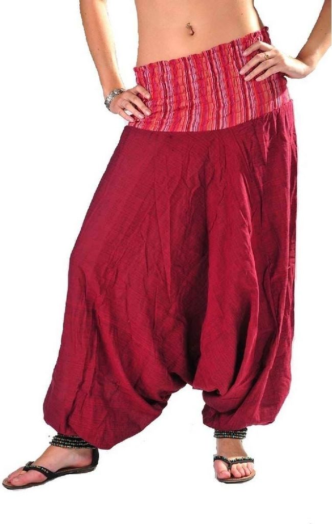 Haremshose Pumphose Aladinhose Pluderhose Yoga Goa Sarouel Baggy Aladin Freizeithose Ranya, rot S/M