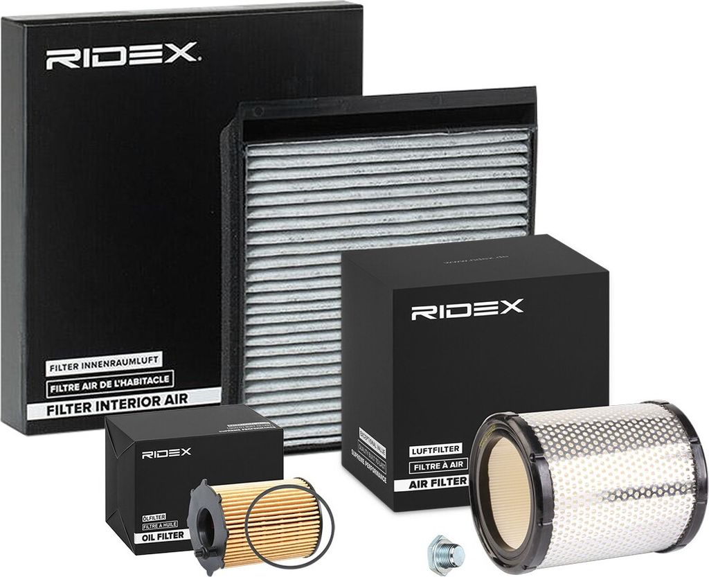RIDEX Filterset Inspektionspaket Filtersatz passend für PEUGEOT PARTNER Combispace (5F) PARTNER Kasten (5) für CITROËN Berlingo / Berlingo First