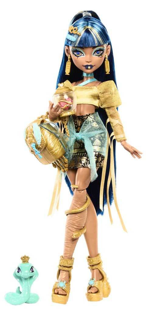 Monster High Cleo de Nile Modepuppe mit Tier Hissette und Produktbild 