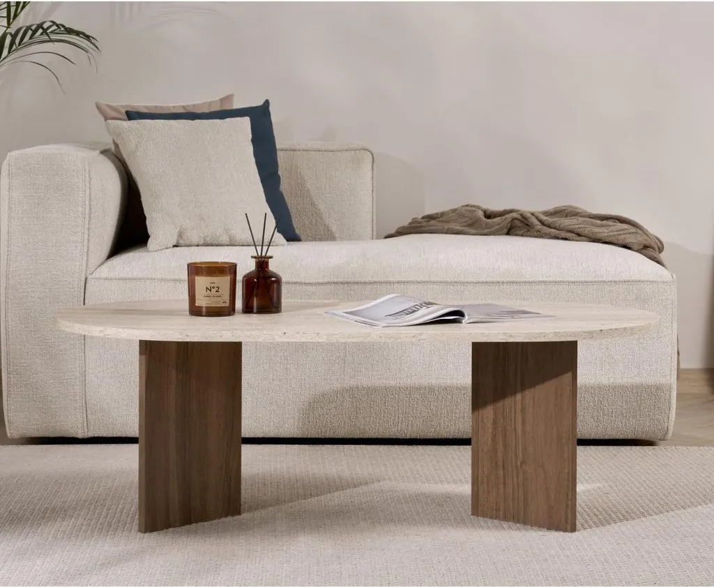 Table basse ovale anti-choc pour salon étroit, modèle compact IRIS - 3