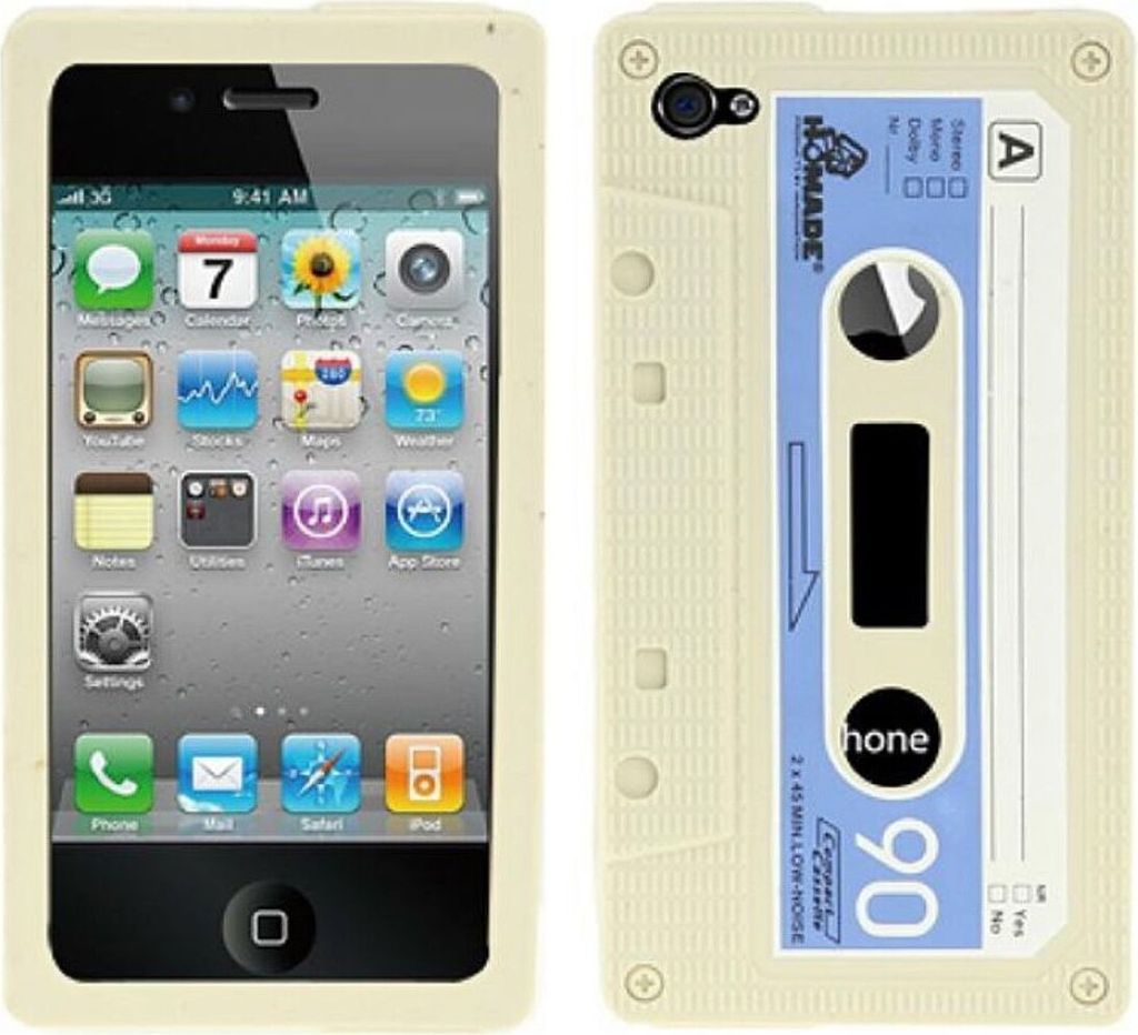 Silikon Hülle Retro Kassette grau für iPhone 4 Grau