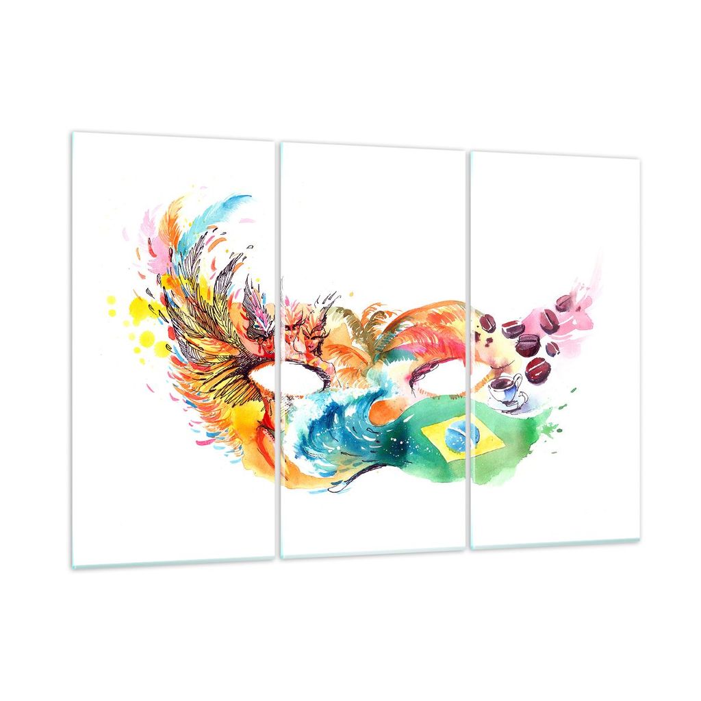 Bilder auf glas - Flagge Karneval Brasilien - 105x70cm - Glasbilder - Wandbilder - Kunstdruck - zum Aufhängen bereit - Wanddekoration aus Glas - G...