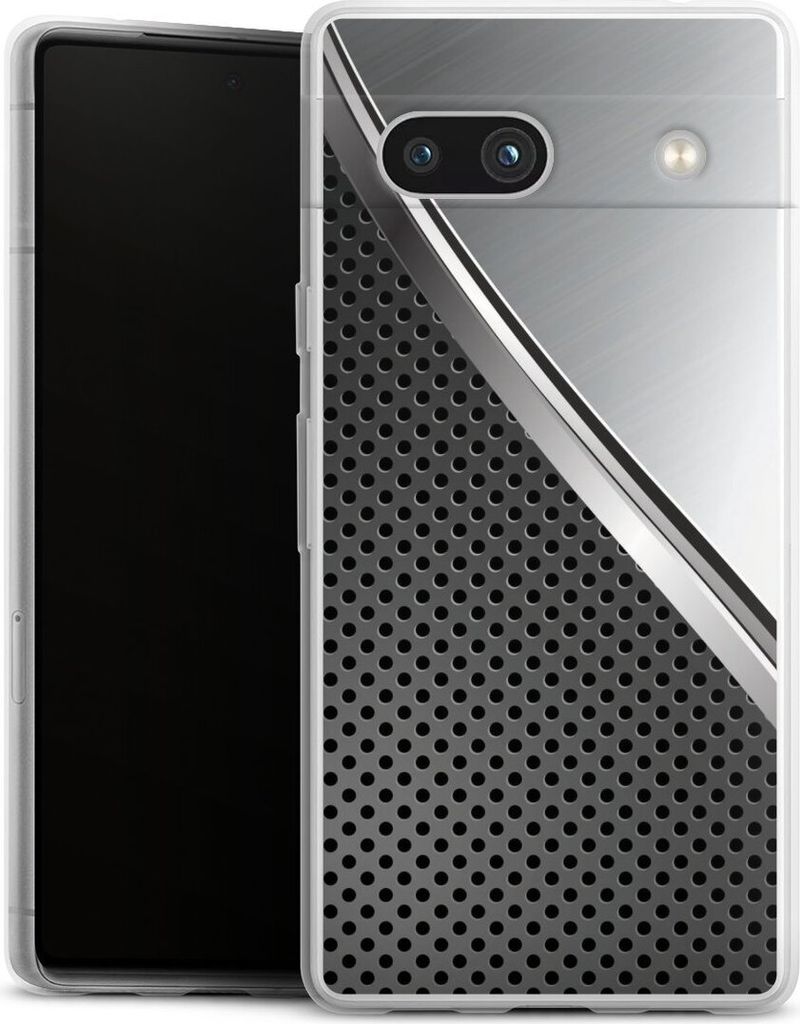DeinDesign Slim Hülle für Google Pixel 7a Silikon Case Ultra Dünn Handyhülle Carbon Metall Stahl