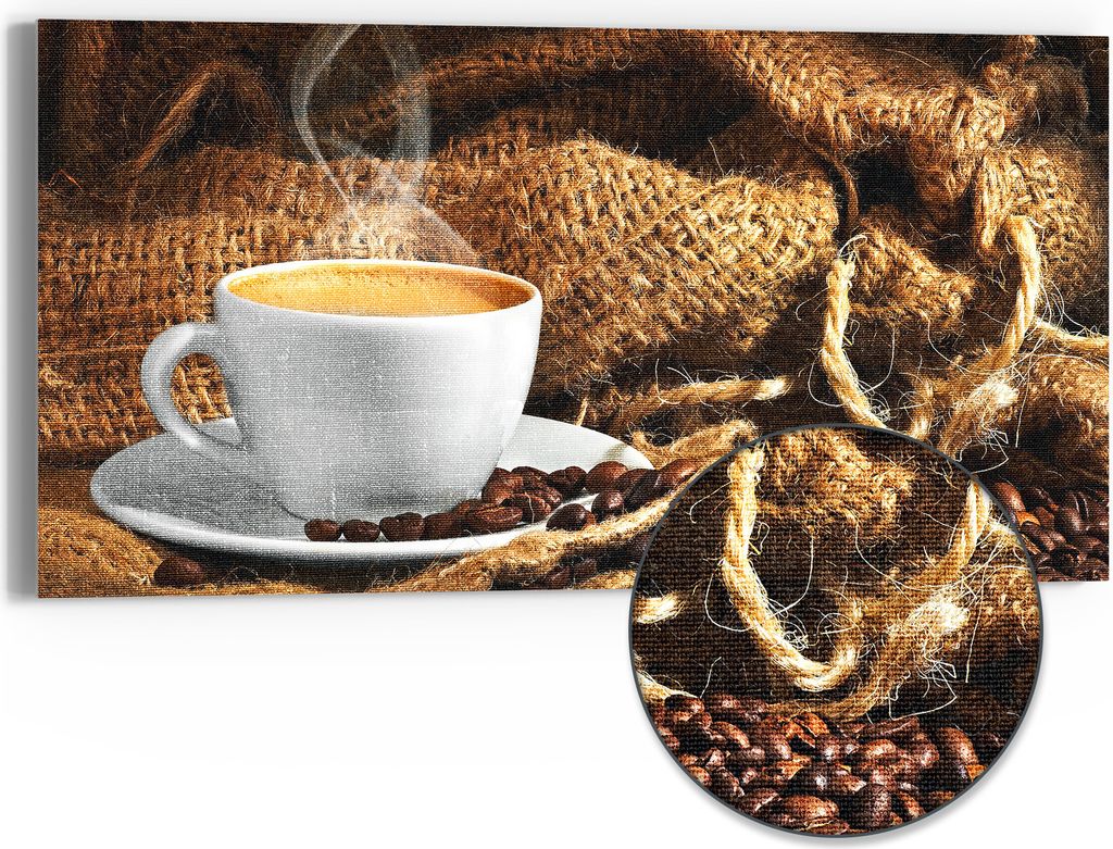 DEQORI Hybrid Leinwand Bild 60x30 cm 'Espresso Eleganz' Produktbild 