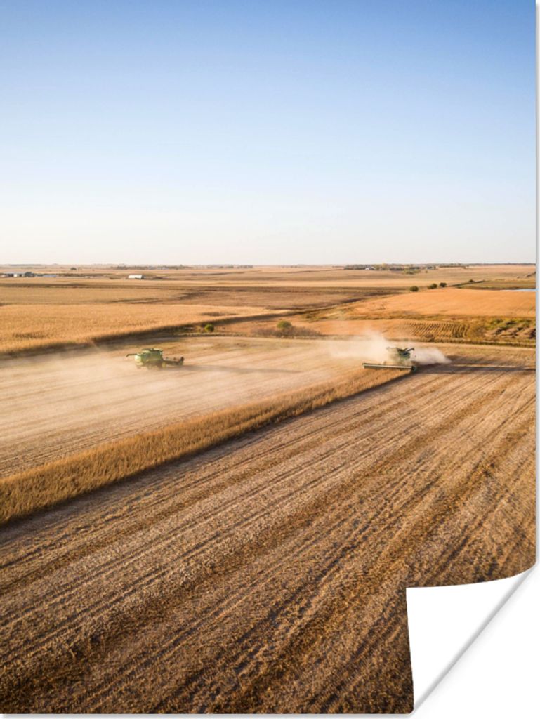 MuchoWow Poster Feld - Bauernhof - Traktor - Landwirt - Landleben 60x80 cm - Schlafzimmer Dekoration
