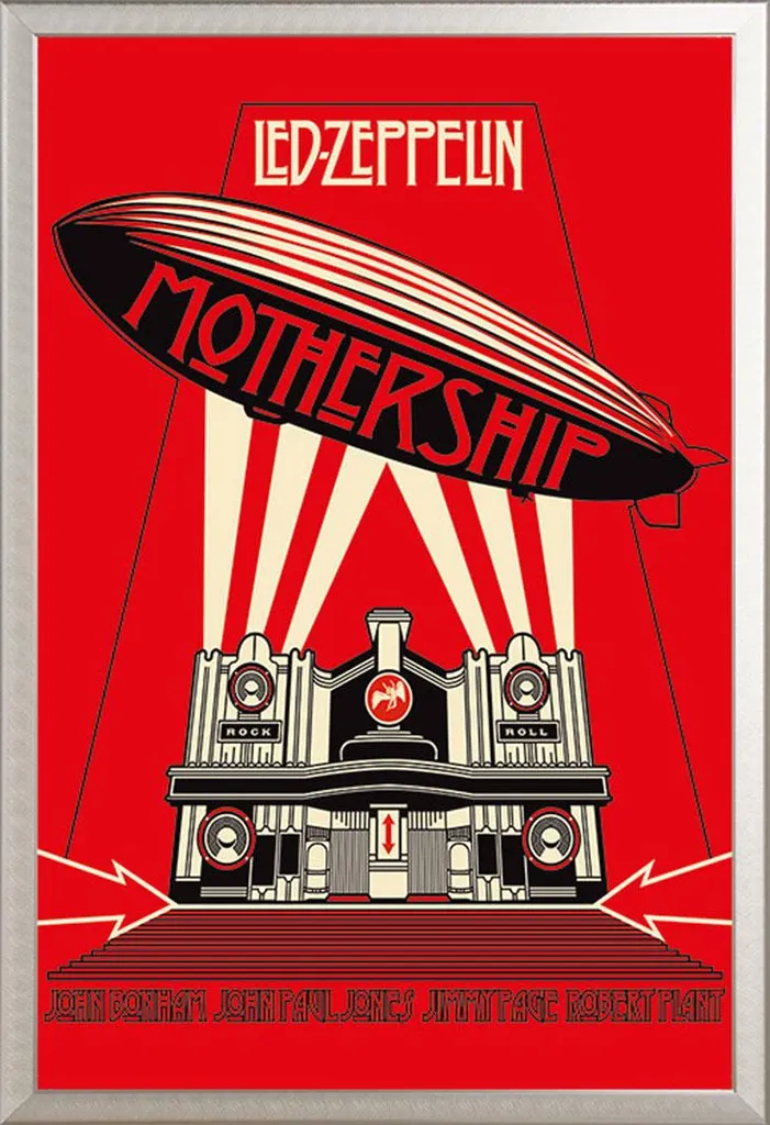 Set Poster Led Zeppelin Mothership Red + Cornice Shinsuke Alluminio