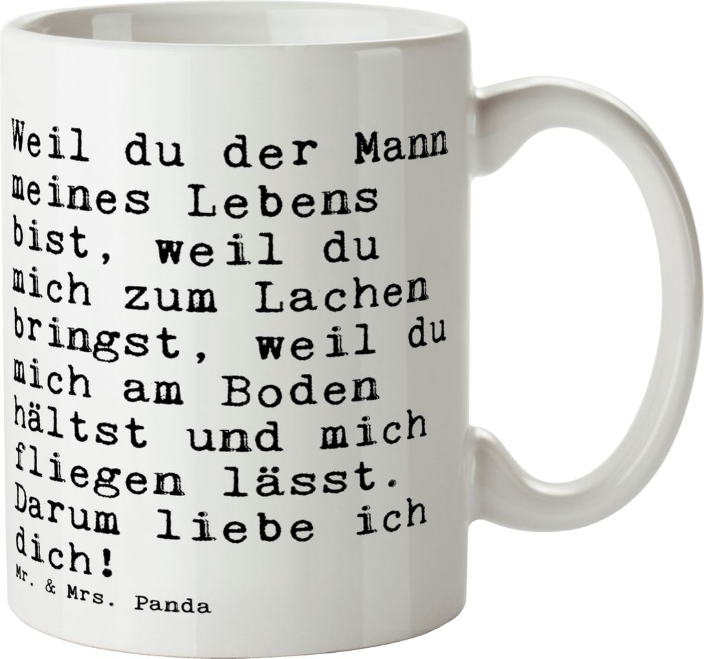 Mr. & Mrs. Panda Pott Weil du der Mann... - Weiß - Geschenk, Becher, Partner, Mann, Teetasse, Wunder, Hochzeitstag, haferl, Ehe, Liebe, Tasse, Kaf...