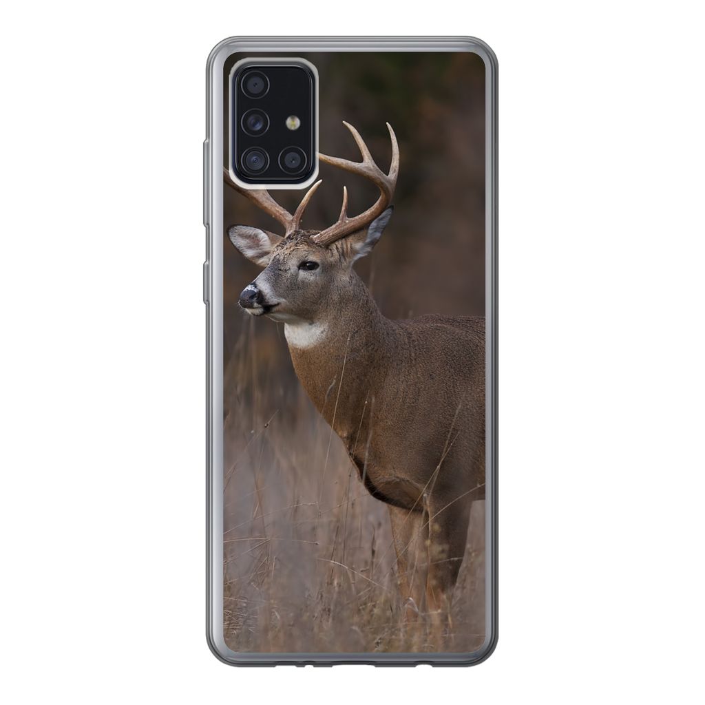 MuchoWow Handyhülle Schutzhülle Hülle für Samsung Galaxy A52 5G Herbst - Hirsche - Gras - Natur - Tiere Silikon Softcase Handy Hülle - Umschlag