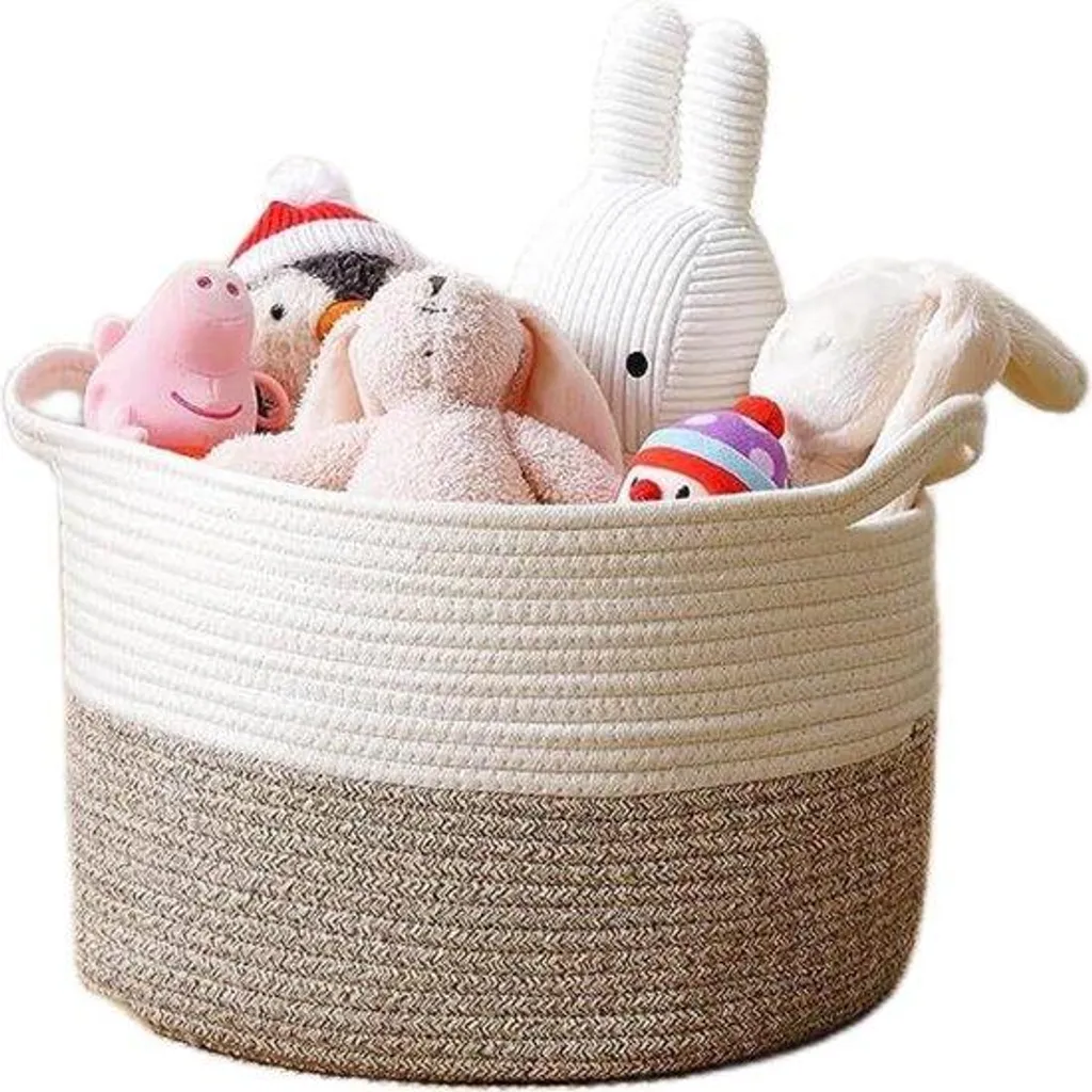 Panier de rangement design en coton tissé avec cadre pliable - 35 Litres