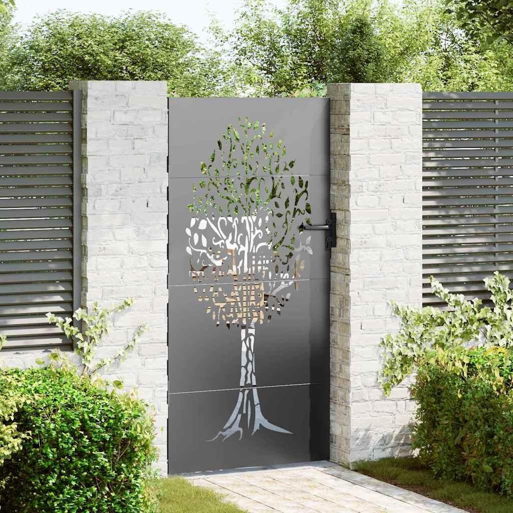 HOMMIE Gartentor langlebig - modernes Design - Gartentür/Zauntür - Schwarz 85x175cm Pulverbeschichteter Stahl DE226564 - Gartentore