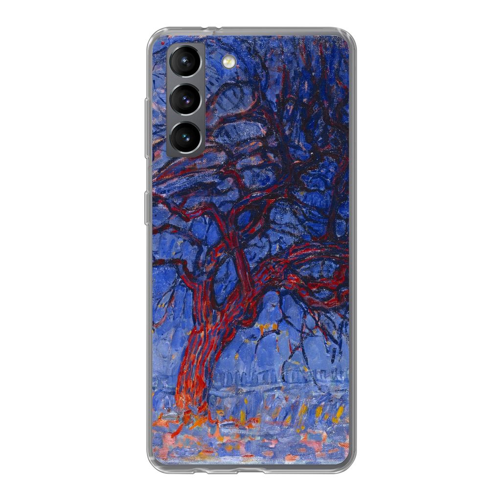 MuchoWow Handyhülle Schutzhülle Hülle für Samsung Galaxy S21 Roter Baum - Piet Mondrian Silikon Softcase Handy Hülle - Softcase