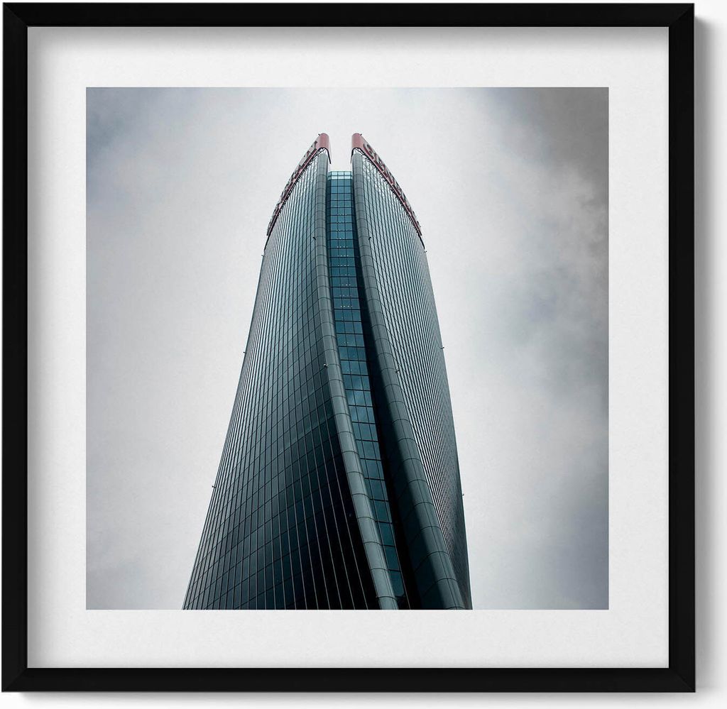 Mailand Wolkenkratzer– Wandbild mit Rahmen – Gerahmtes Bild – Wanddekoration – 50x50 cm – Schwarz Rahmen