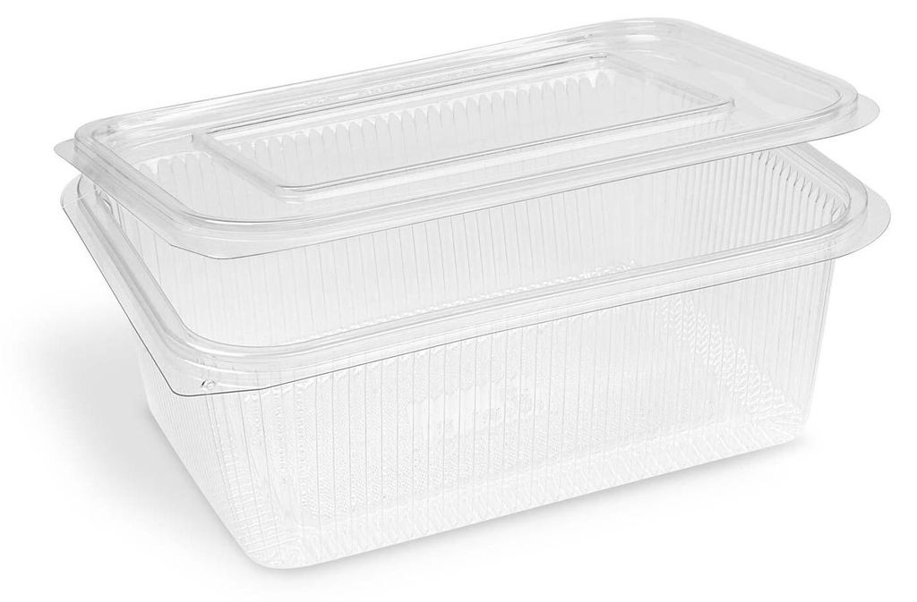50x Rechteckbecher klar mit Deckel 1000 ml (rPET) Produktbild 