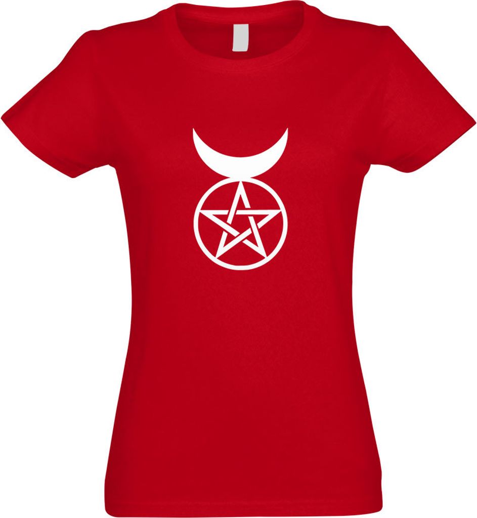 Kiwistar - T-Shirt tailliert - Damen - rot - Gehörnter Gott - Horned god - mit Motiv Bedruckt - Funshirt Design - Sport - Freizeit - Damen - XXL