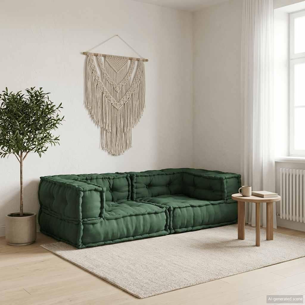 vidaXL 2-Sitzer-Modulsofa Grün 140x70x36 cm Stoff