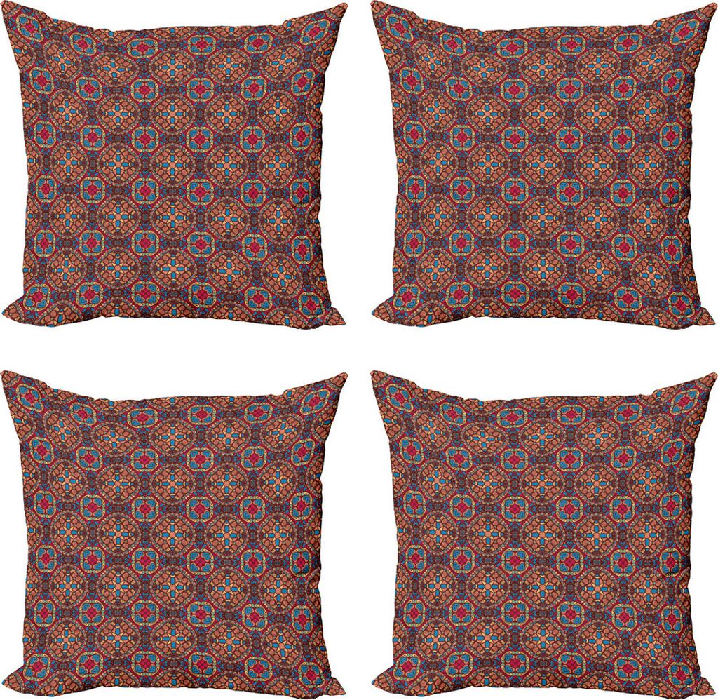ABAKUHAUS Jahrgang Kissenbezug Set (4 Stück), lebendig, Moderner Doppelseitiger Digitaldruck, 40 cm x 40 cm, Mehrfarbig