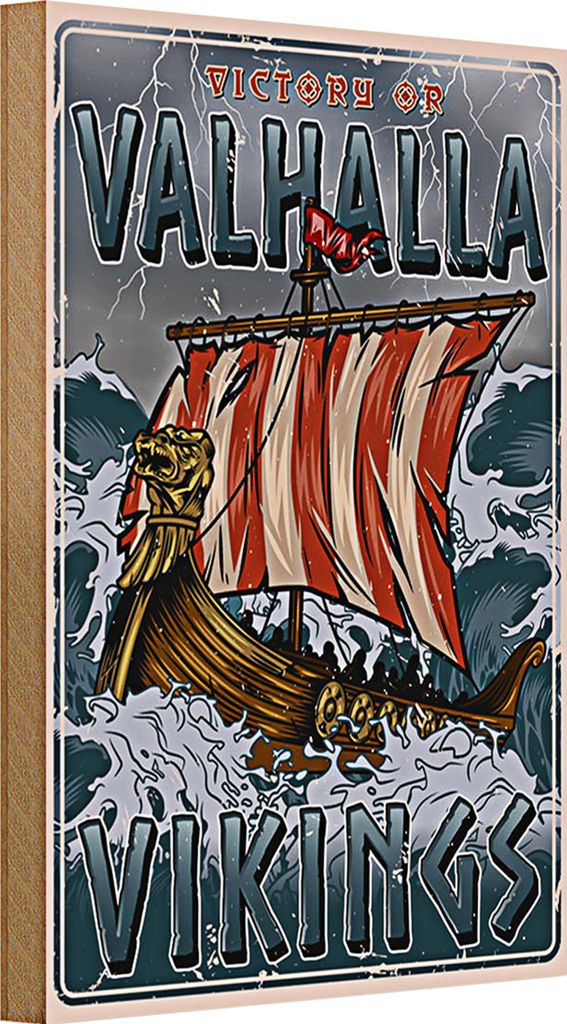 Holzschild Schiff 20x30cm Valhalla Vikings