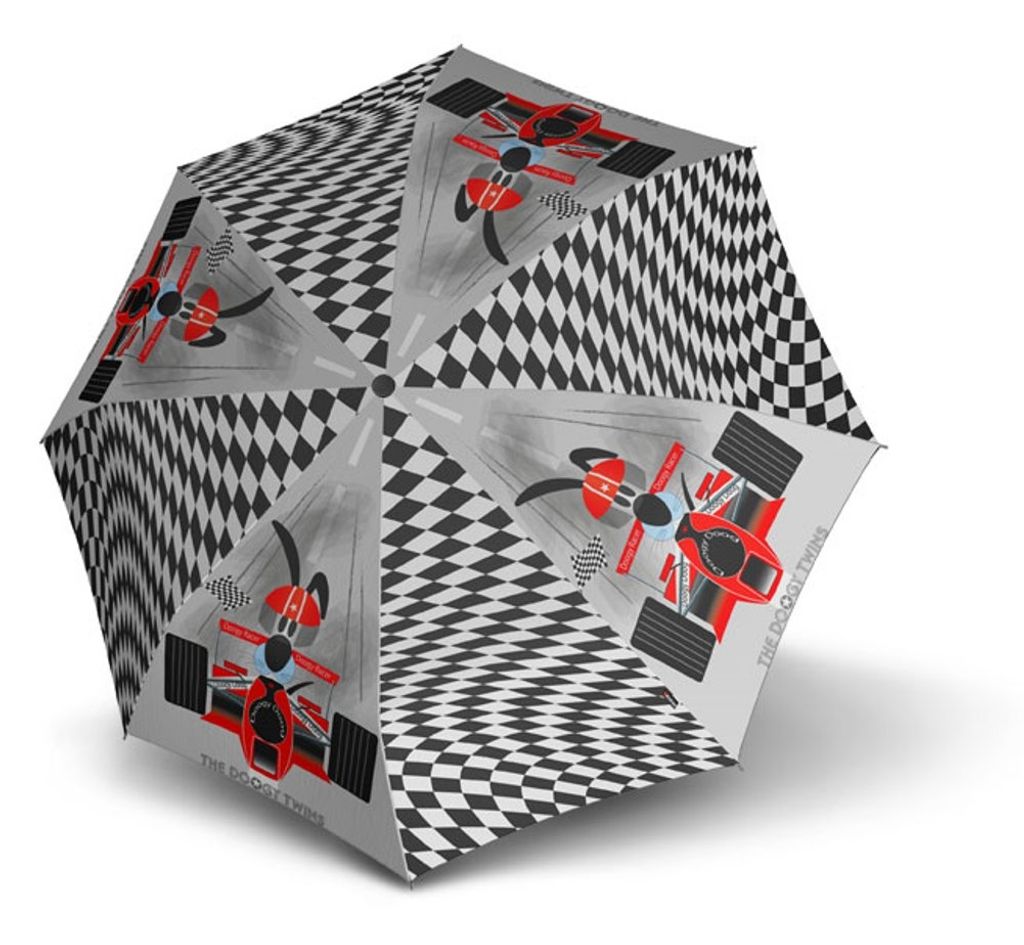 doppler Taschenregenschirm Regenschirm Kids Umbrella Kid Doogy Racer schwarz weiß