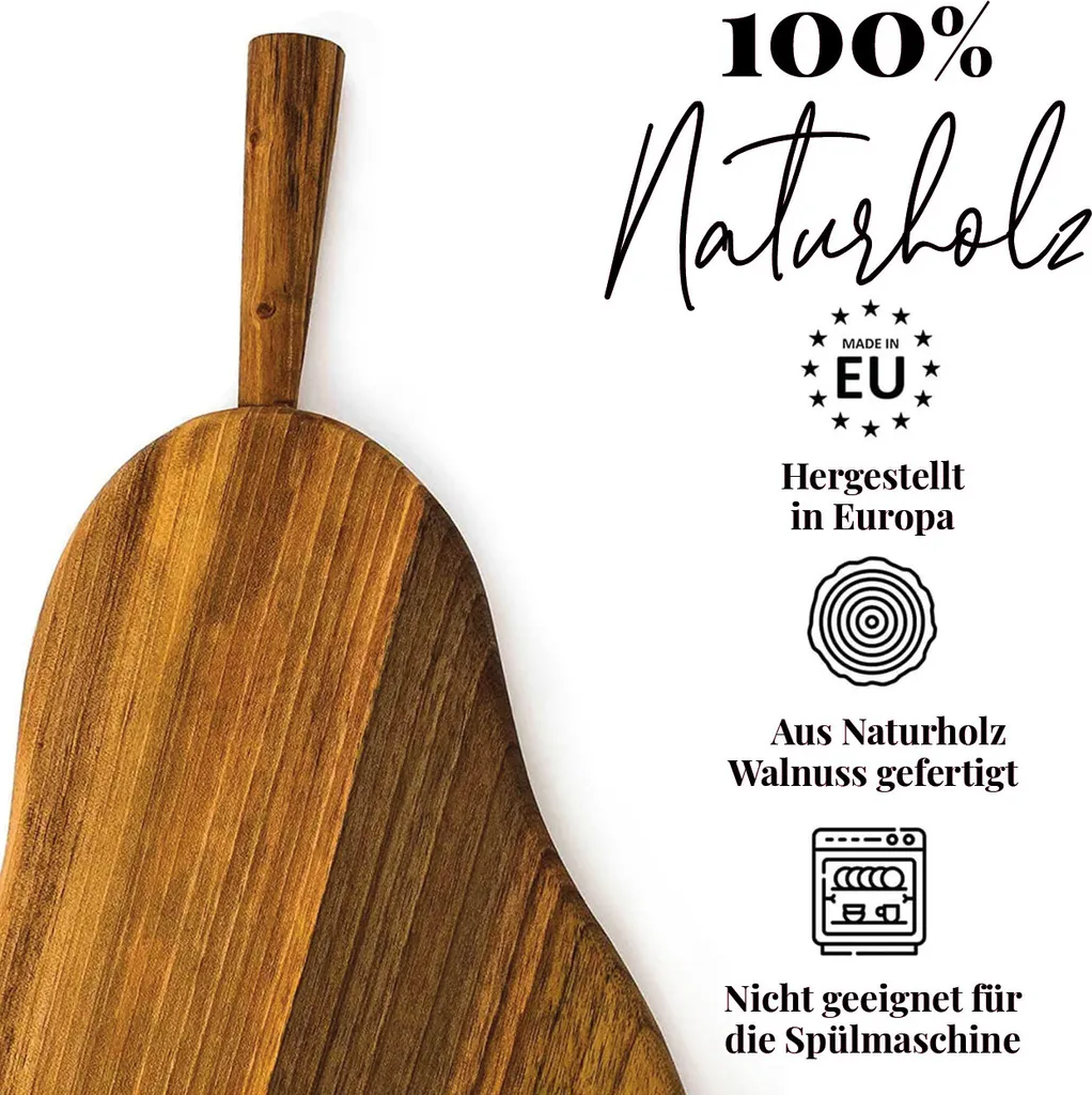 Tagliere Tuuli in Noce Massiccio Design Pera - Elegante Legno Scuro