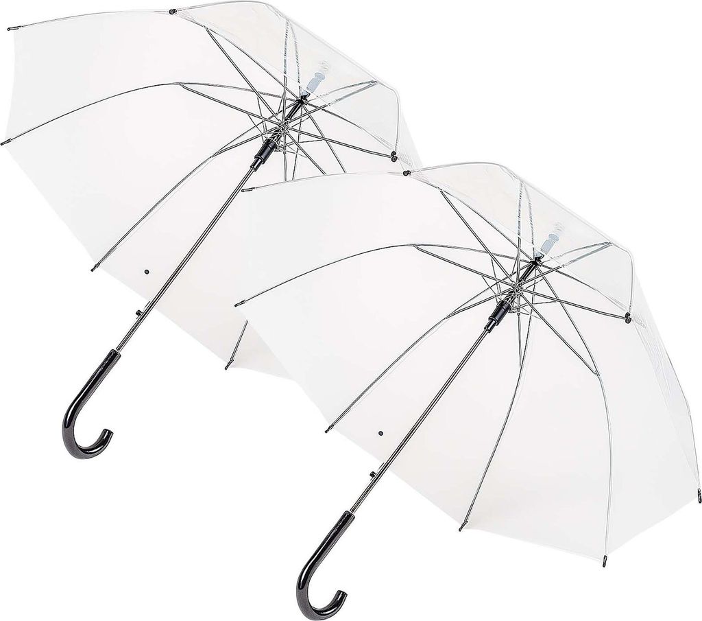 BURI Regenschirm 2er Set | Transparent & sturmfest | Automatikschirm 88cm Ø | Windfest & stabil | Durchsichtiger Regenschirm für Damen & Herren |...