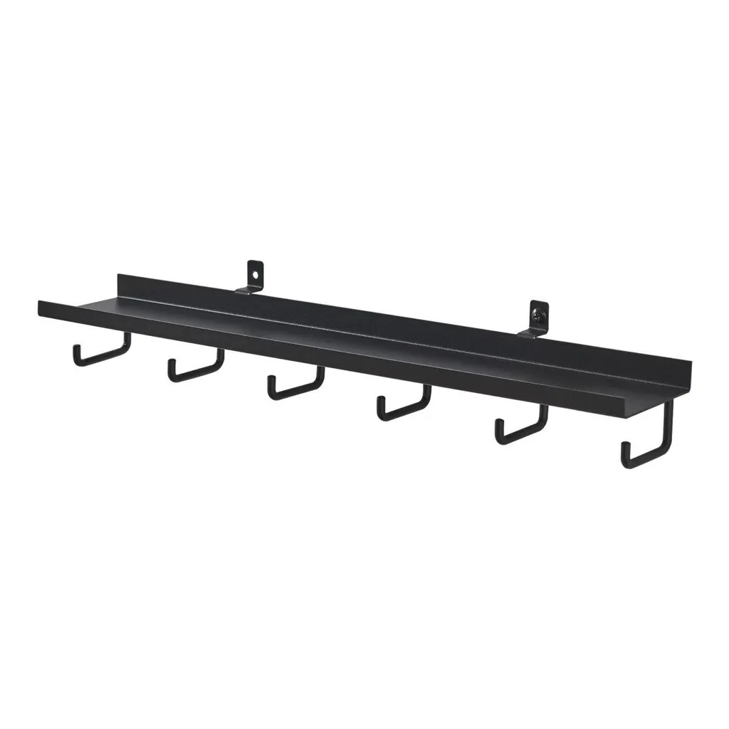 Millex Étagère Noire avec 6 Crochets Panneaux 40 x 6,7 cm - Rangement