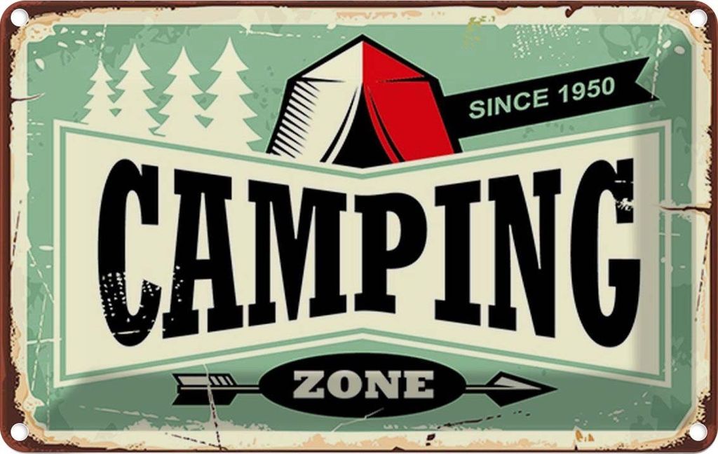 vianmo Blechschild 20x30 cm Camping Zone Outdoor Abenteuer
