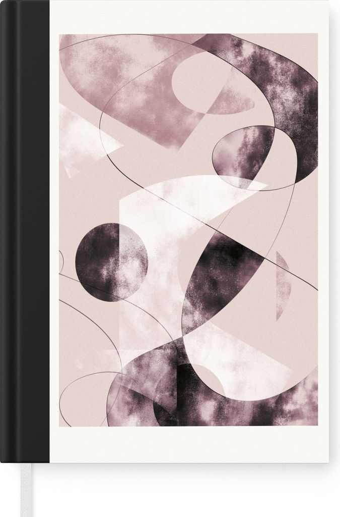MuchoWow Notizbuch Tagebuch Haushaltsbuch Notebook A5 Formen - Pastell - Abstrakt - Schwarz - Notizblock - Notizheft - Notebook - Schreibblock - ...
