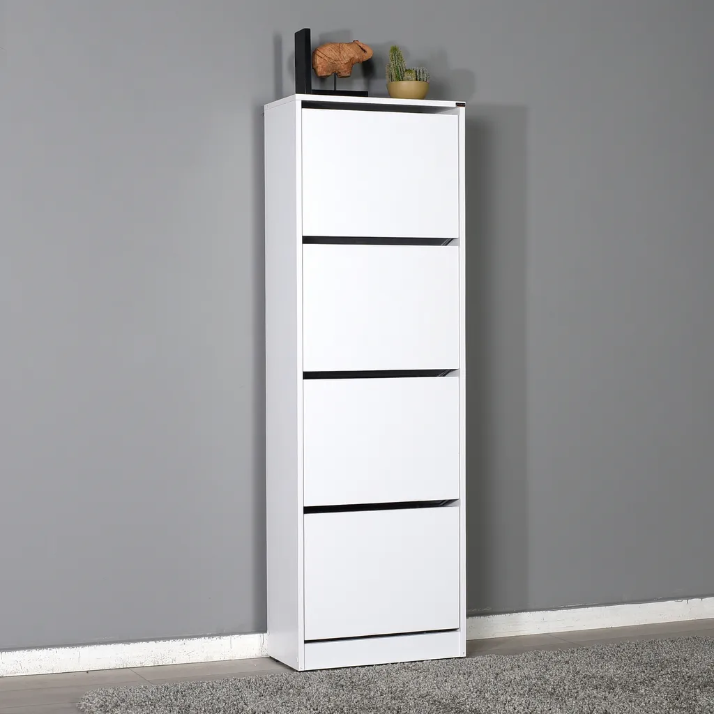 Dites Adieu au Désordre avec cette Armoire à Chaussures Blanche Étroite