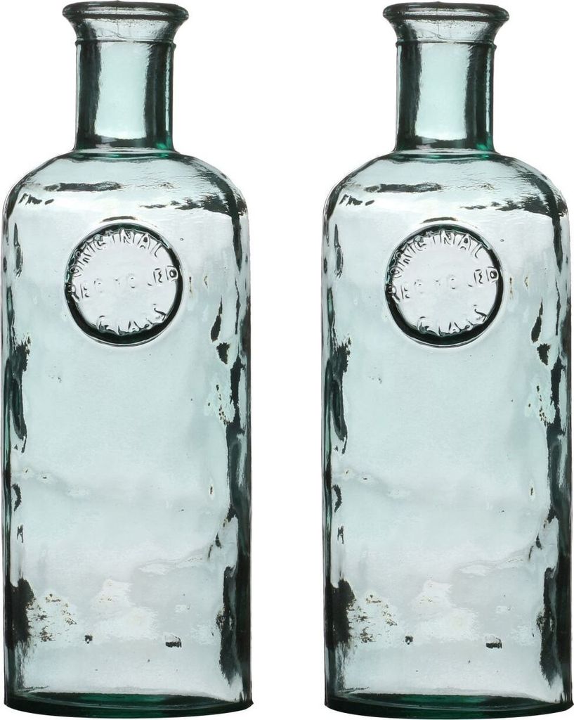 Flaschenvase MALEA aus recyc. Glas | Vase transparent / grün 2er-Set