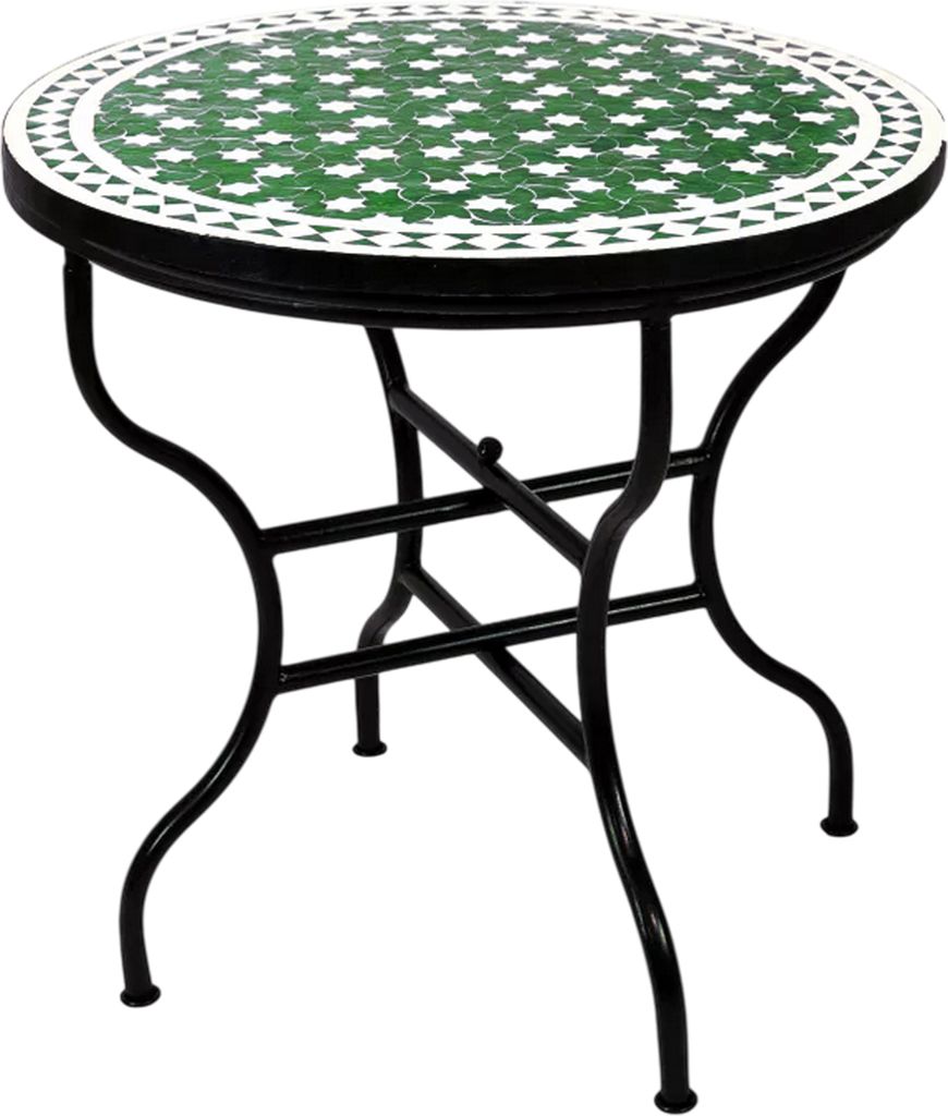 ORIGINAL Marokkanischer Mosaiktisch Gartentisch ø 80cm Groß rund klappbar | Runder klappbarer Mosaik Esstisch Mediterran | als Klapptisch für Ba...