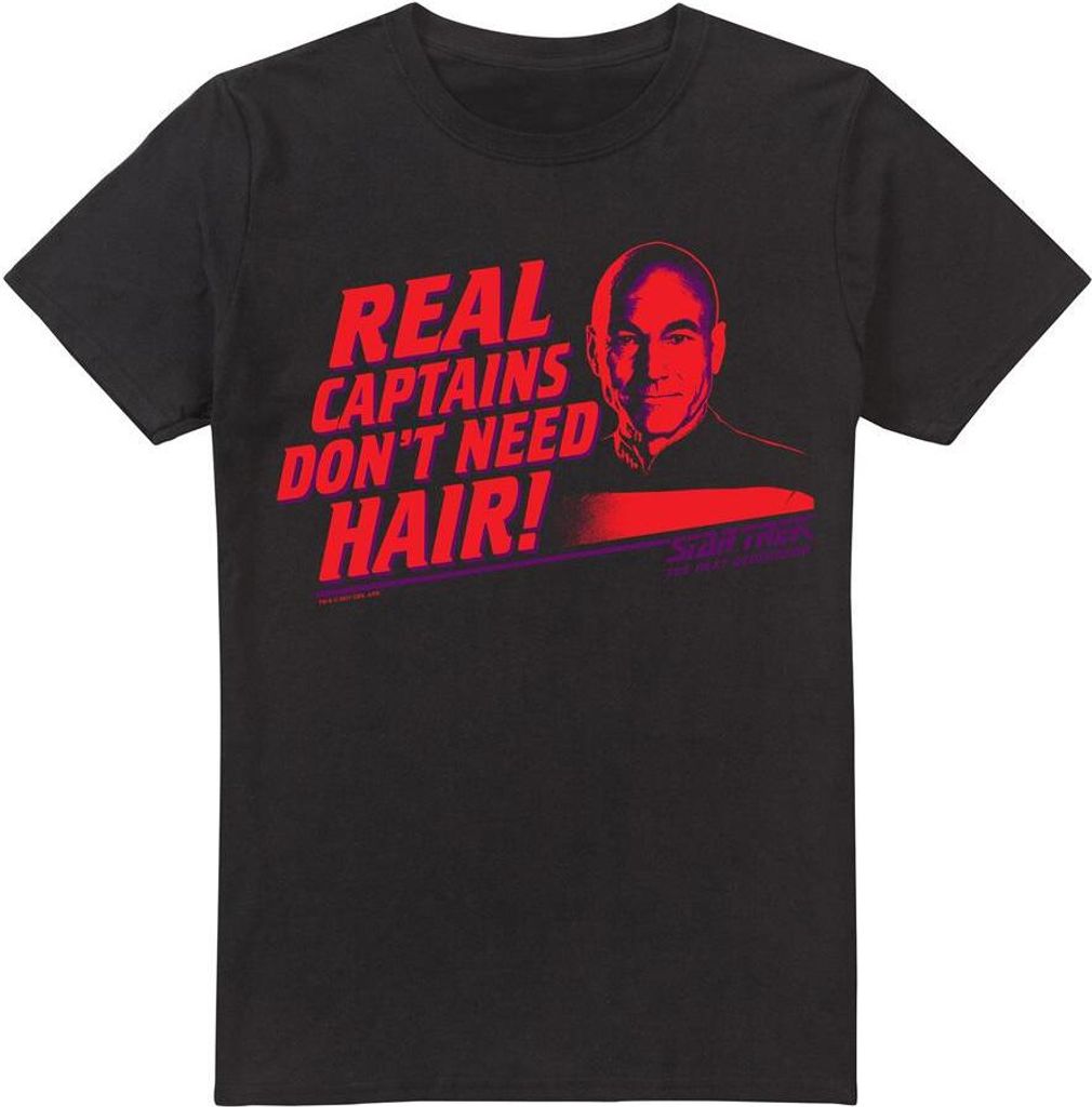 Star Trek - "Real Captain" T-Shirt für Herren TV5994 (5XL) (Schwarz)