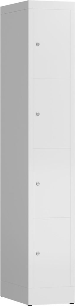 Schließfachschrank Fächerschrank 4 Fächer Spind 180x30x50cm signalweiß X-520417